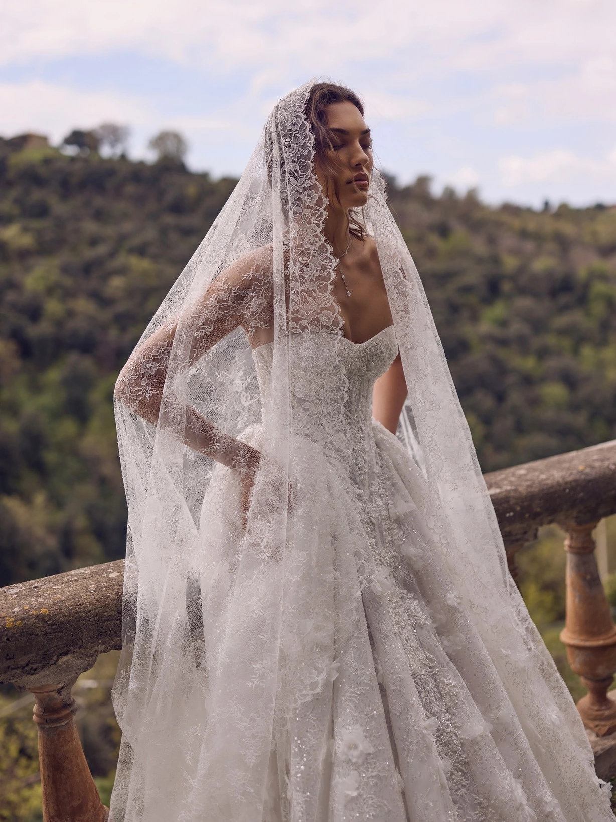 Ajustado/Tipo Columna Escote En V Manga Larga Gasa Tallas Grandes Vestidos  De Novia - Missacc, image size:1228x1637