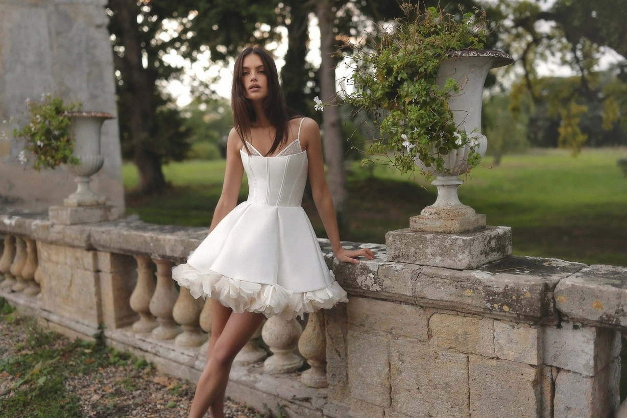 navy blue dress for baby girl Ivory Lace A-line Tea-length Short Wedding Dresses, Bridal Gown, MW631