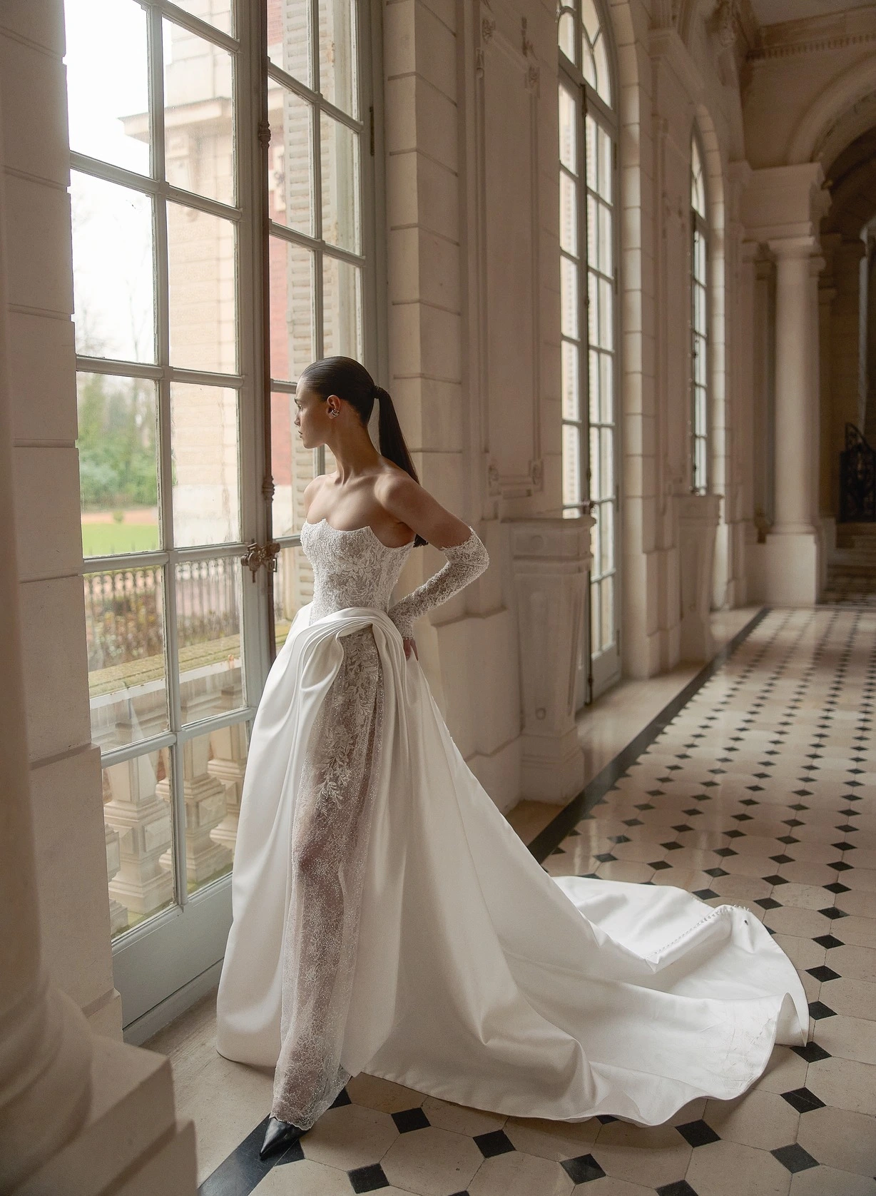 dress white wedding Off-White Long Lace with Sleeves knot for a touch of charm Why Do Brides Wear White?